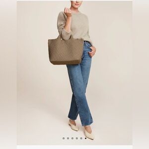 NWOP NAGHEDI MINK WOVEN ST BARTHS MEDIUM TOTE